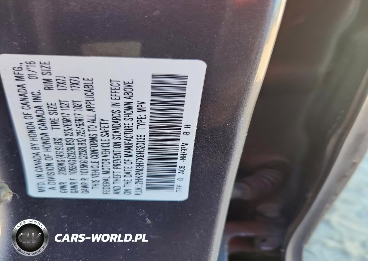 2016 Honda Cr-V Exl VIN:2HKRM3H7XGH520136 - 12