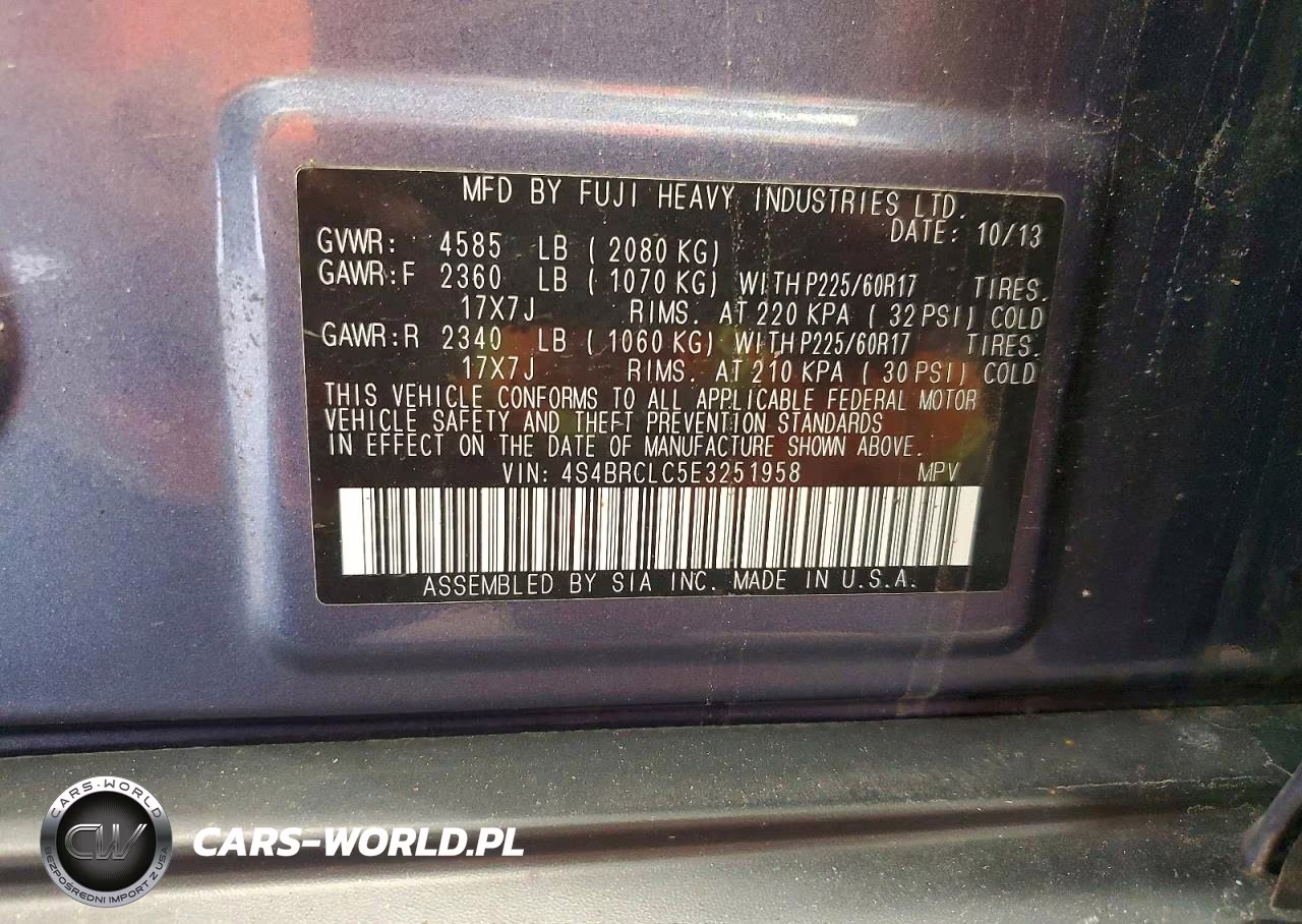 2014 Subaru Outback 2.5I Limited VIN:4S4BRCLC5E3251958 - 13
