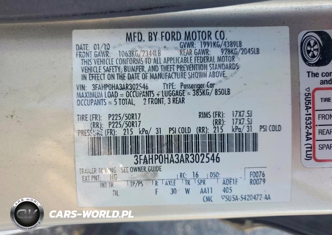 2010 Ford Fusion Se VIN:3FAHP0HA3AR302546 - 12