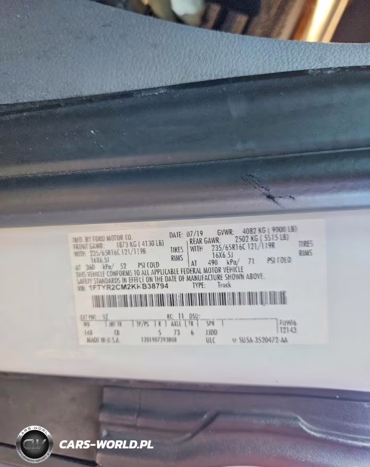 2019 Ford Transit 250 Delivery Van VIN:1FTYR2CM2KKB38794 - 13