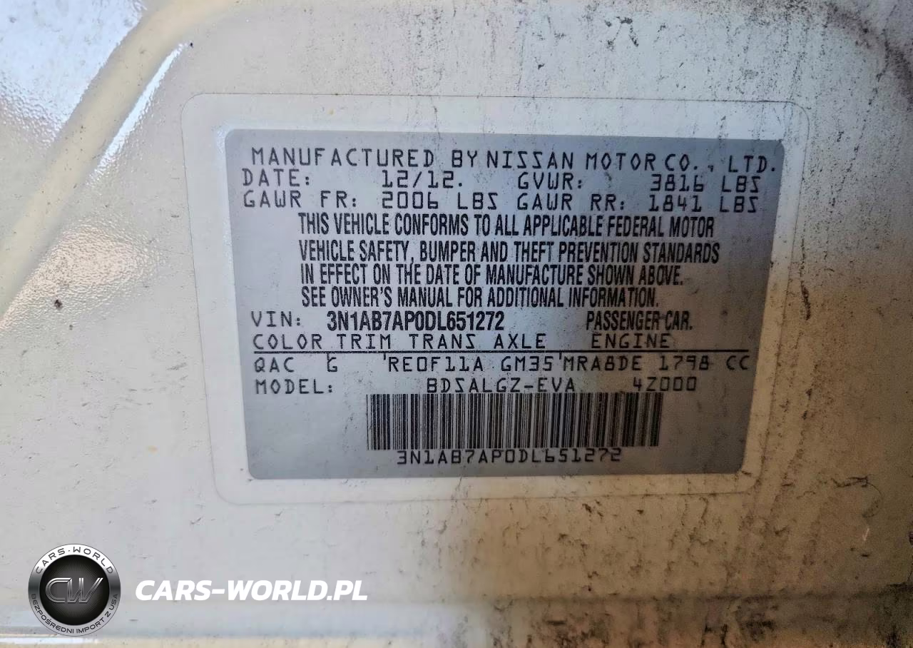 2013 Nissan Sentra S VIN:3N1AB7AP0DL651272 - 12