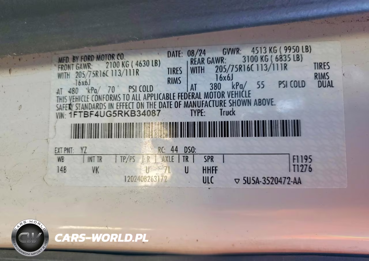 2024 Ford Transit T-350 Hd VIN:1FTBF4UG5RKB34087 - 14