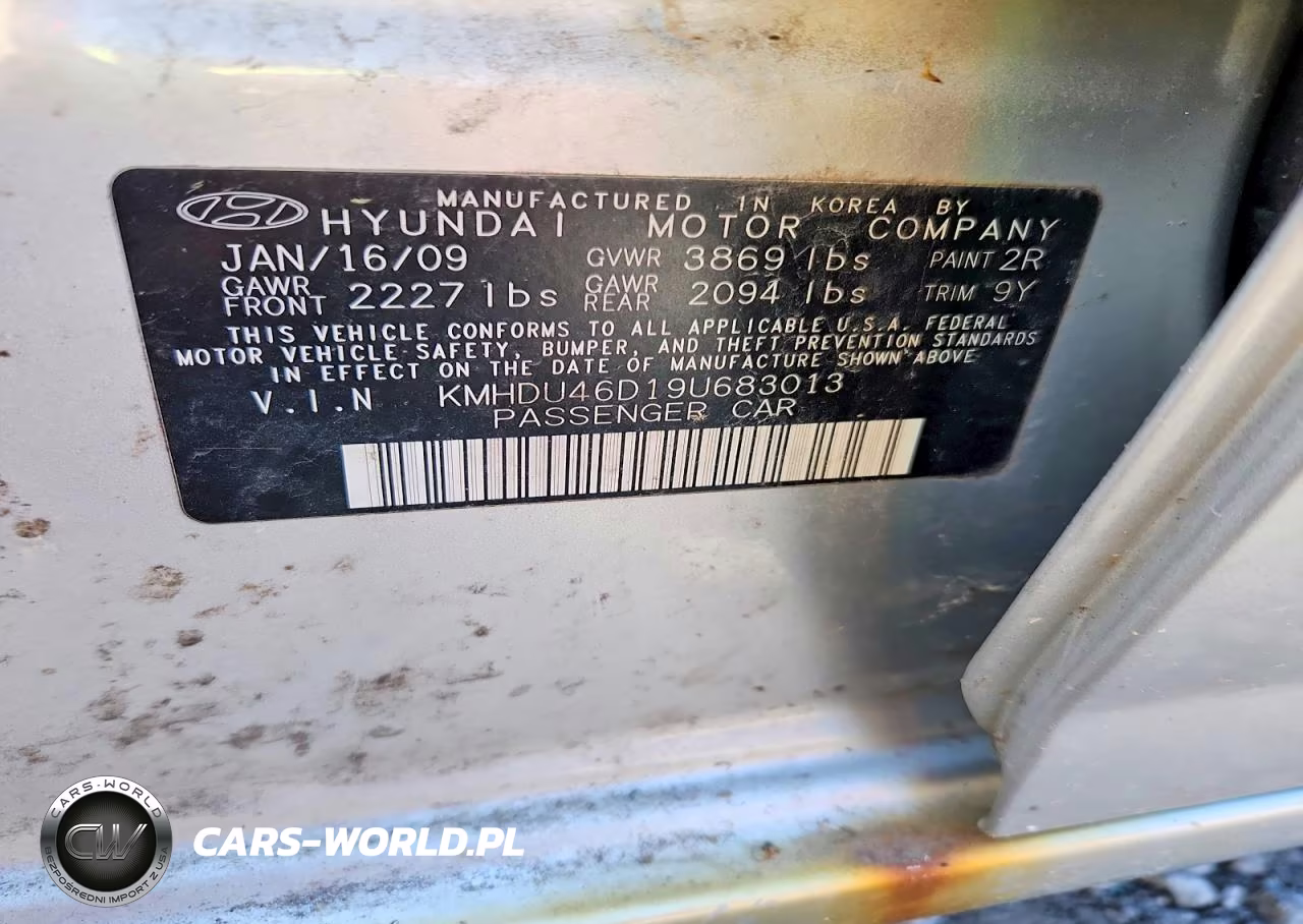 2009 Hyundai Elantra Gls VIN:KMHDU46D19U683013 - 12