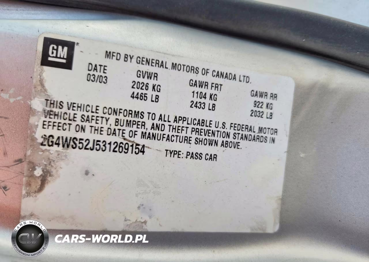 2003 Buick Century Custom VIN:2G4WS52J531269154 - 12