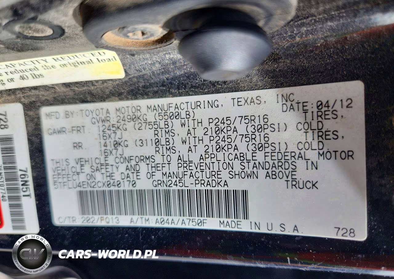 2012 Toyota Tacoma V6 VIN:5TFLU4EN2CX040170 - 12