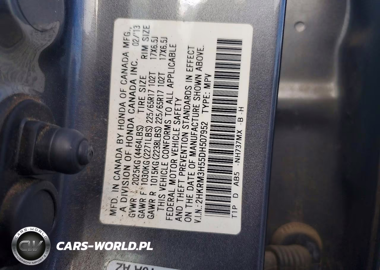 2013 Honda Cr-V Ex VIN:2HKRM3H55DH507952 - 13