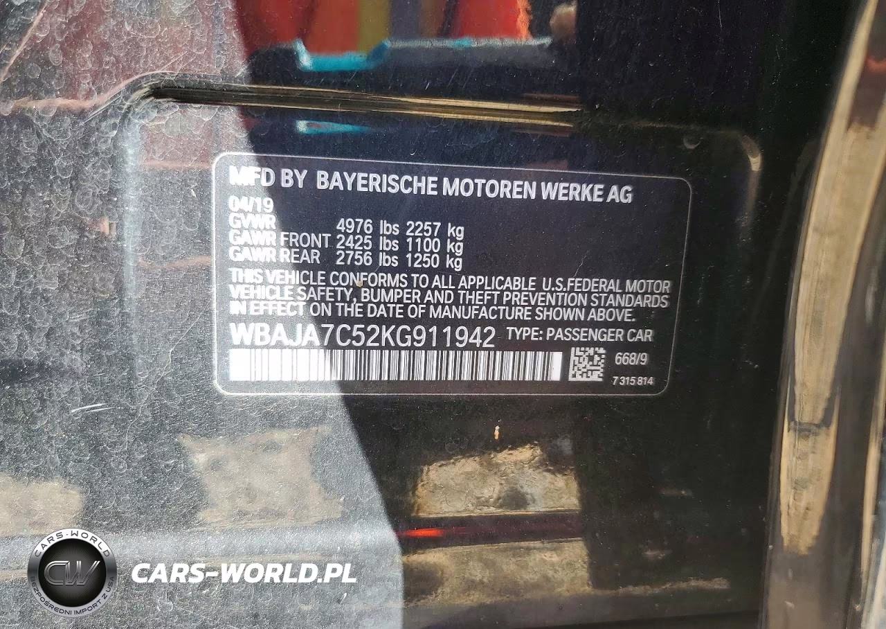 2019 BMW 530 Xi VIN:WBAJA7C52KG911942 - 12
