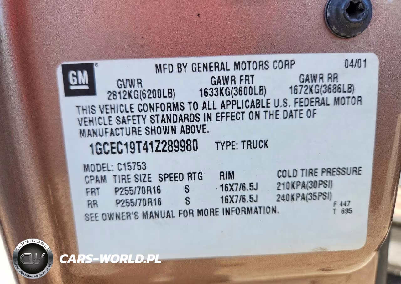 2001 Chevrolet Silverado C1500 VIN:1GCEC19T41Z289980 - 13