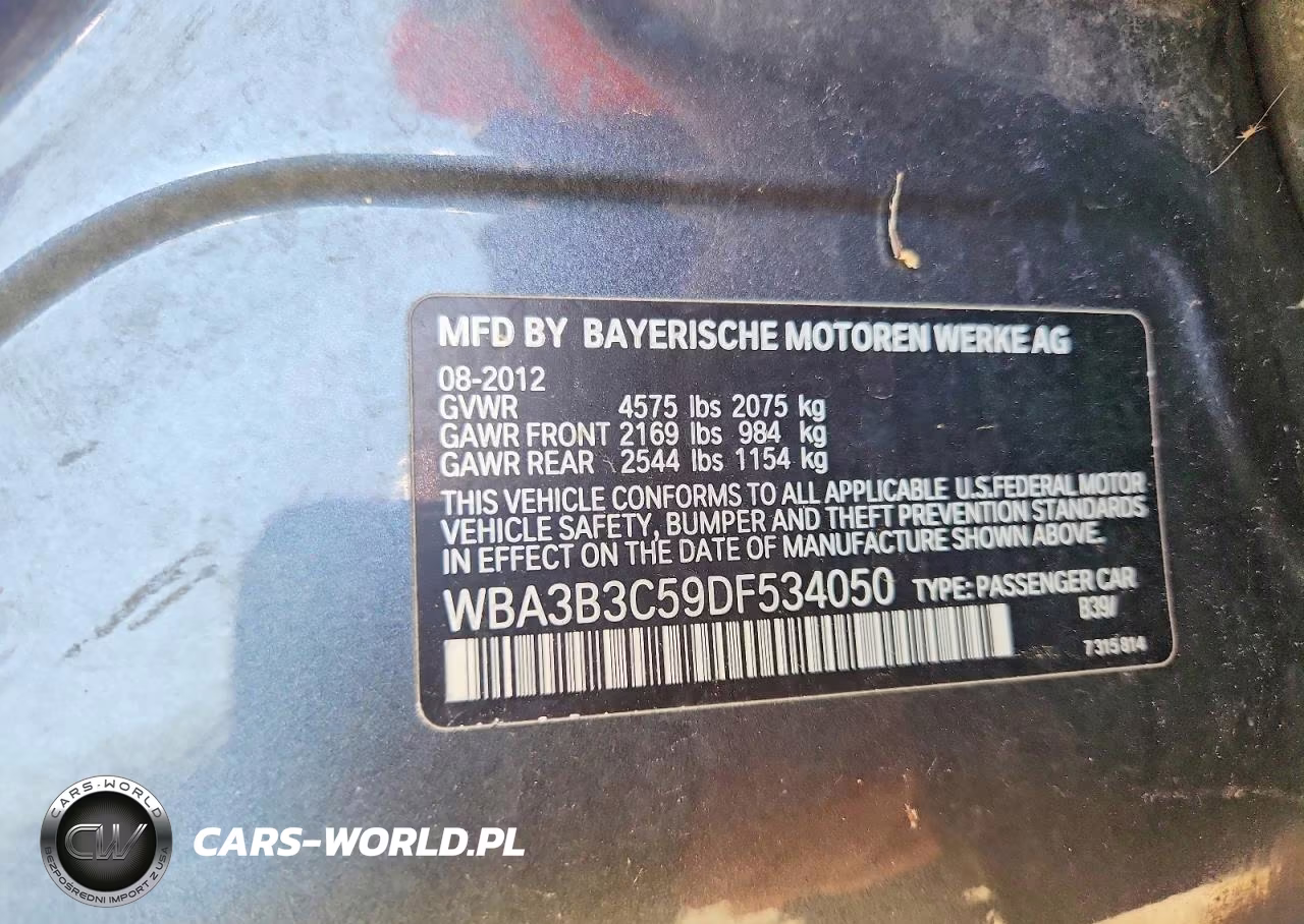 2013 BMW 328 Xi VIN:WBA3B3C59DF534050 - 12