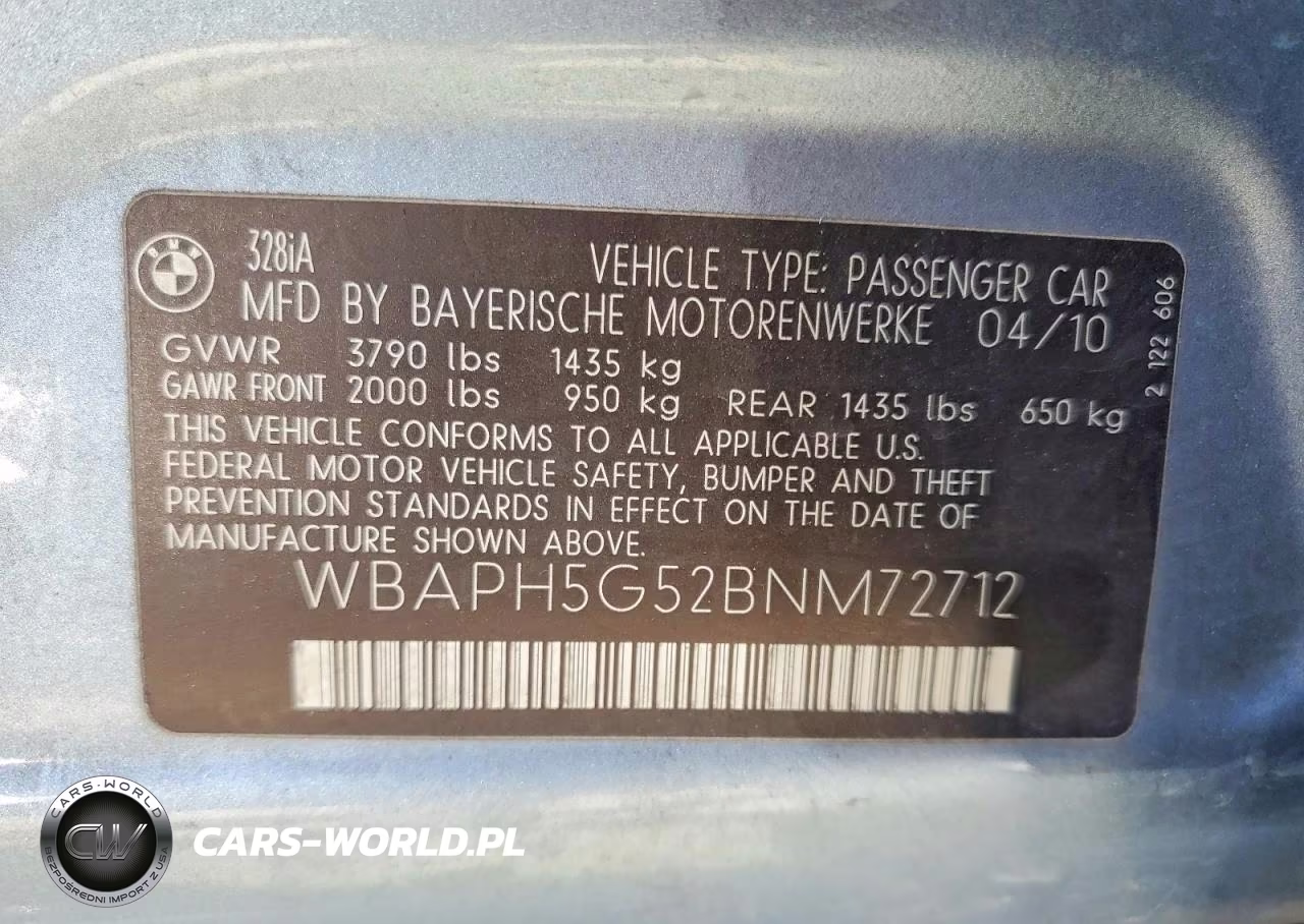 2011 BMW 328 I Sulev VIN:WBAPH5G52BNM72712 - 12