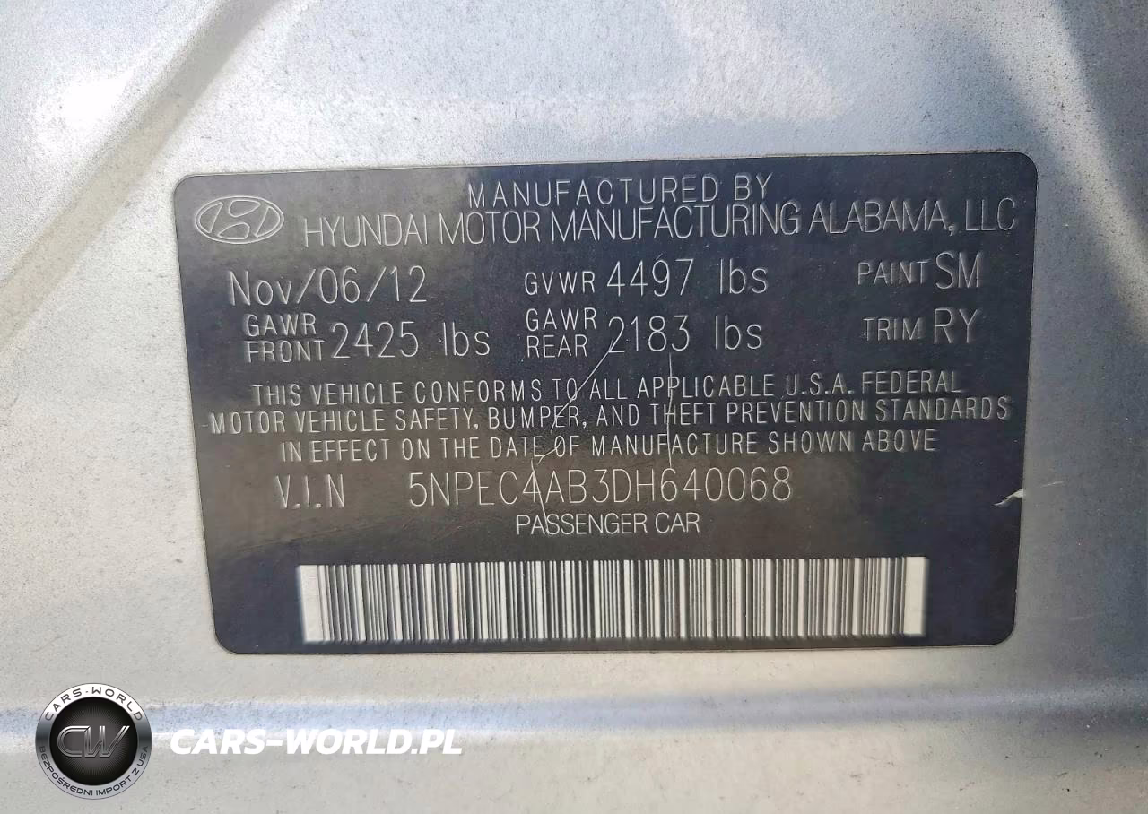 2013 Hyundai Sonata Limited 2.0T VIN:5NPEC4AB3DH640068 - 12
