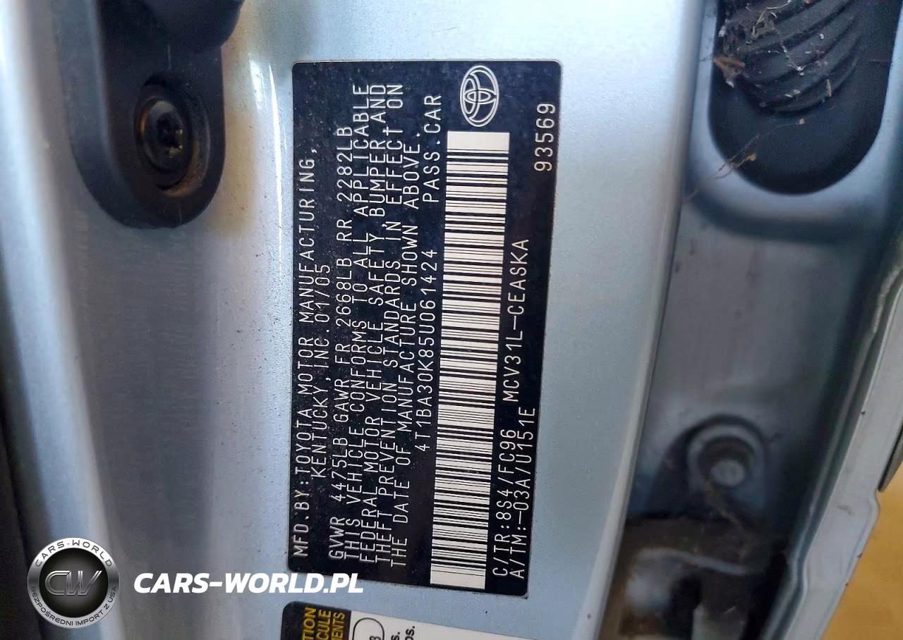 2005 Toyota Camry Se V6 VIN:4T1BA30K85U061424 - 12