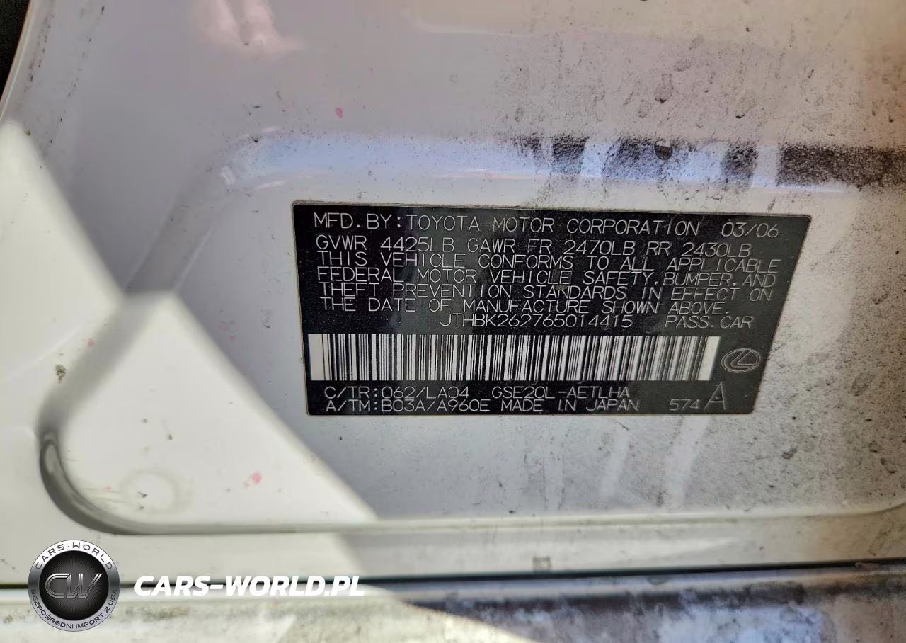 2006 Lexus Is 250 VIN:JTHBK262765014415 - 12
