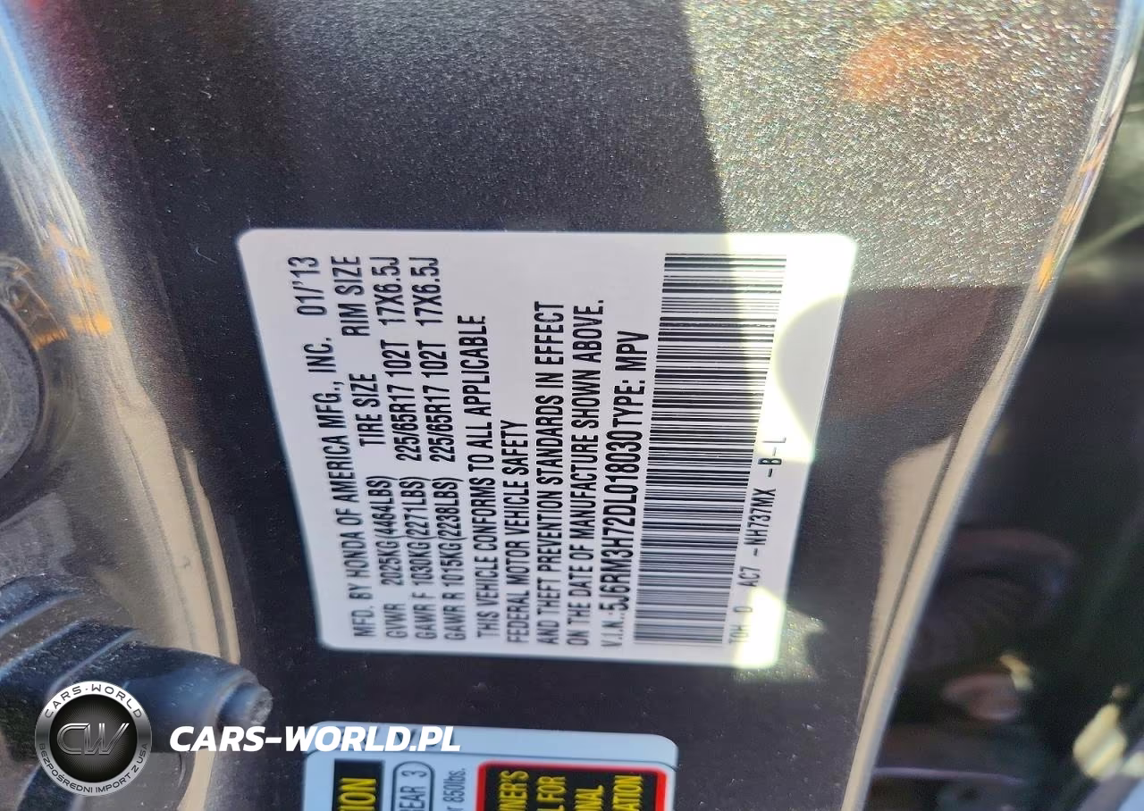 2013 Honda Cr-V Exl VIN:5J6RM3H72DL018030 - 13