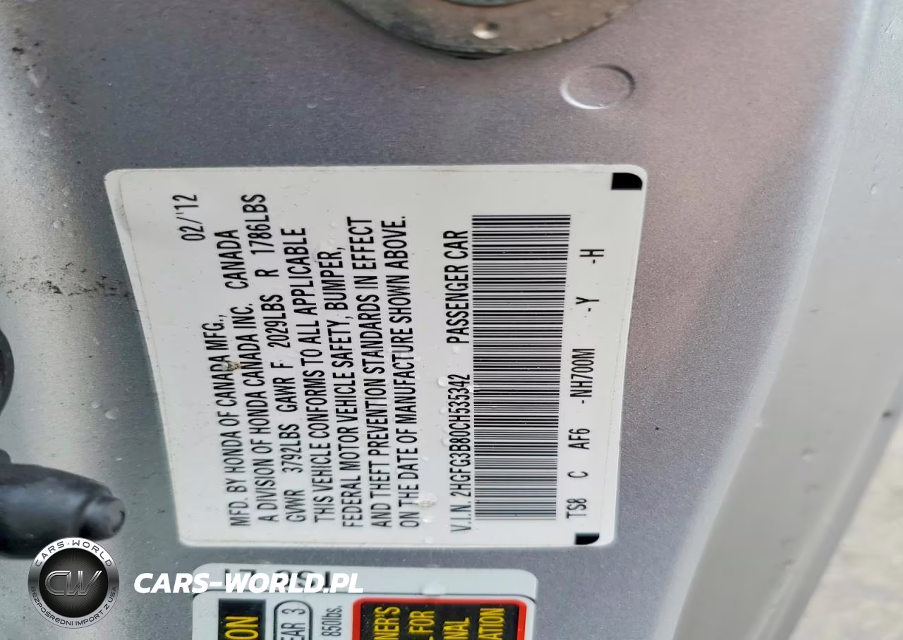 2012 Honda Civic Ex VIN:2HGFG3B80CH535342 - 12