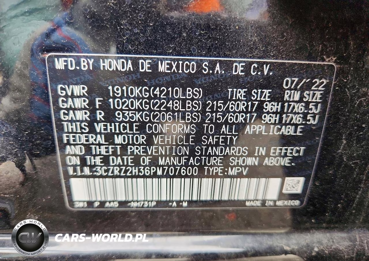 2023 Honda Hr-V Lx VIN:3CZRZ2H36PM707600 - 13