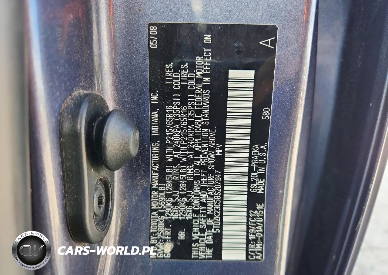 2008 Toyota Sienna Le 8-Passenger VIN:5TDZK23C58S207947 - 13