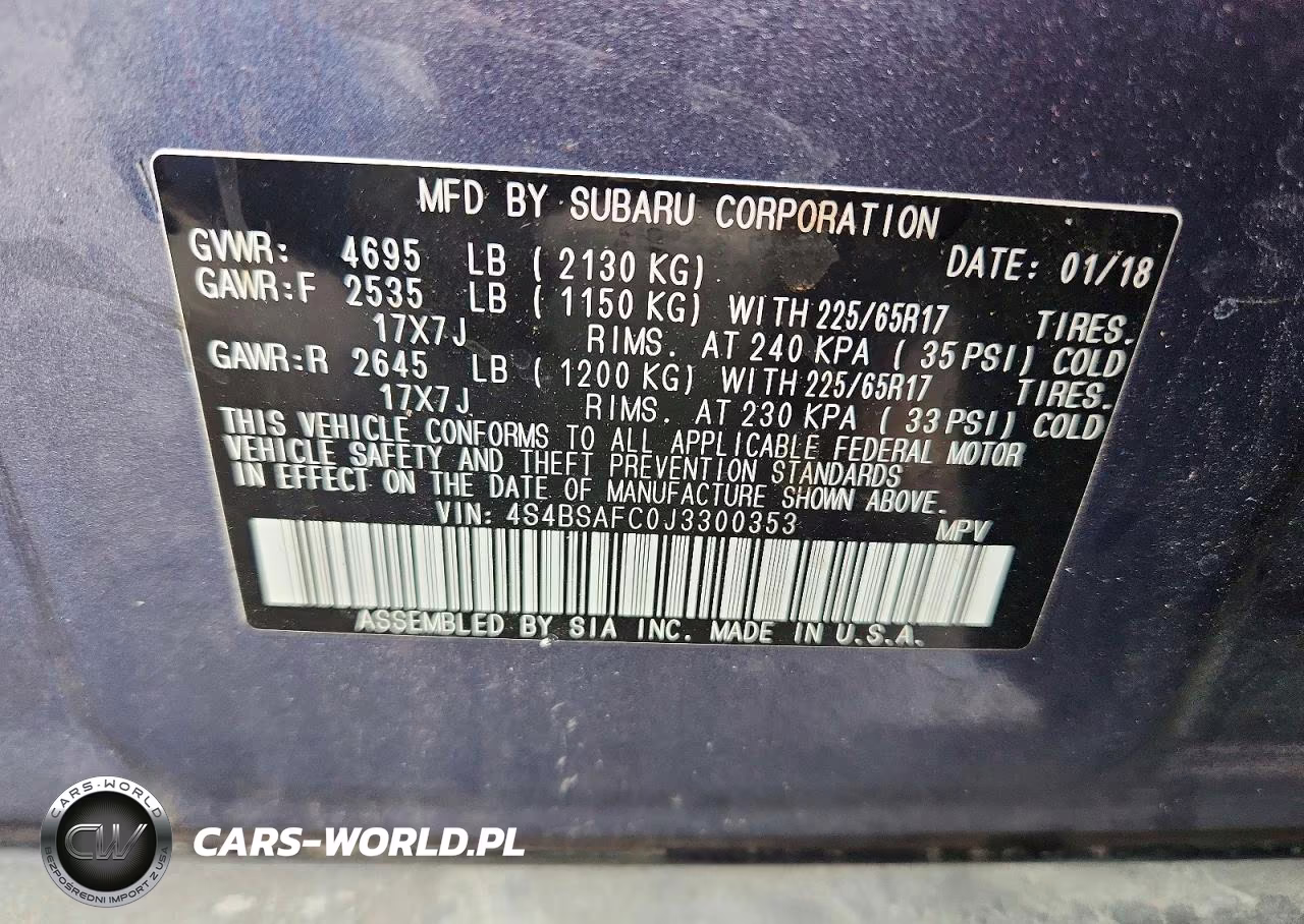 2018 Subaru Outback 2.5I Premium VIN:4S4BSAFC0J3300353 - 13