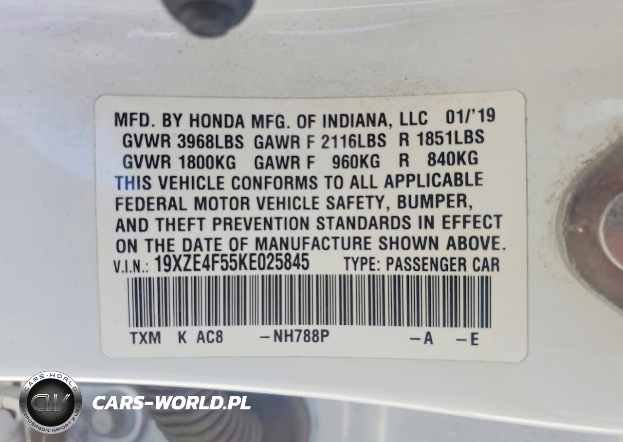 2019 Honda Insight Ex VIN:19XZE4F55KE025845 - 12