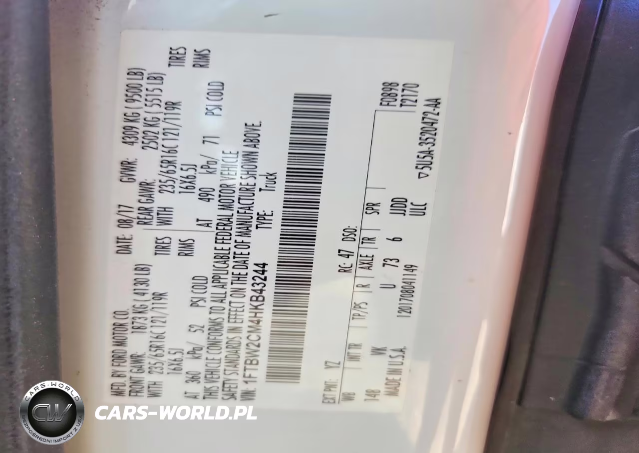 2017 Ford Transit T-350 VIN:1FTBW2CM4HKB43244 - 13