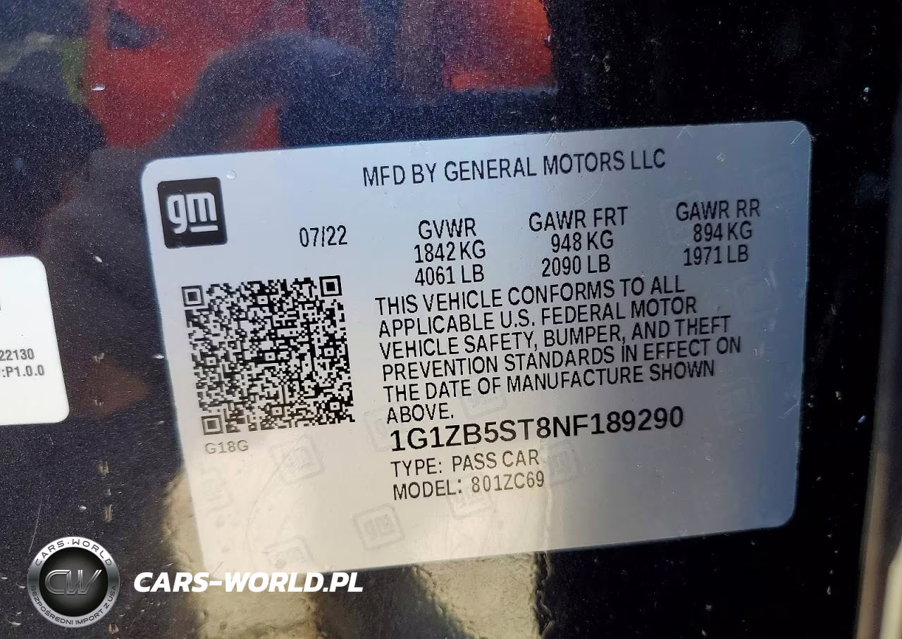 2022 Chevrolet Malibu Ls VIN:1G1ZB5ST8NF189290 - 12