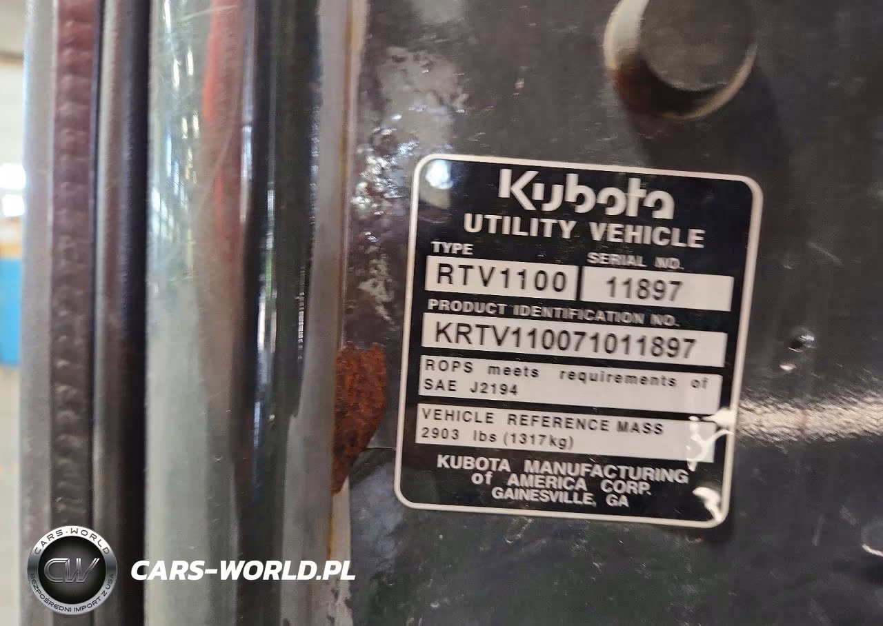 2007 Kubota Rtv1100 Utility Vehicle VIN:11897 - 10