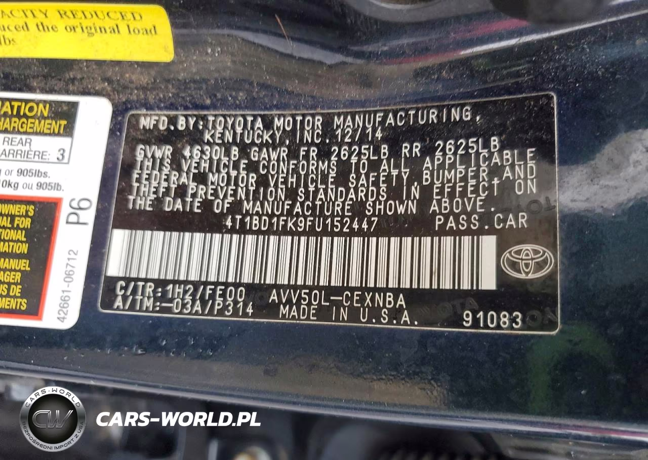 2015 Toyota Camry Hybrid Le VIN:4T1BD1FK9FU152447 - 12