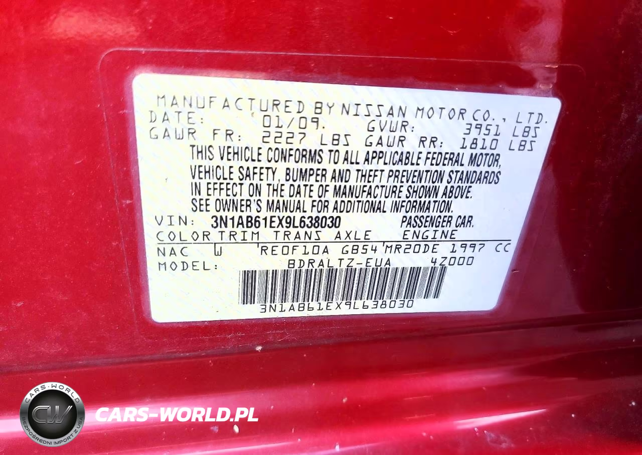 2009 Nissan Sentra 2.0 VIN:3N1AB61EX9L638030 - 12