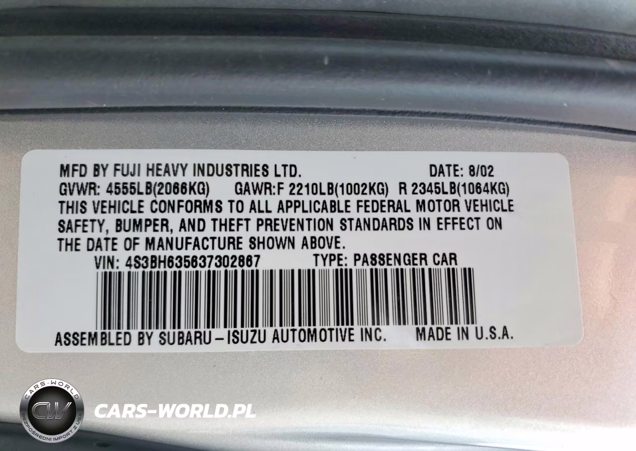 2003 Subaru Legacy L VIN:4SBH635637302867 - 13