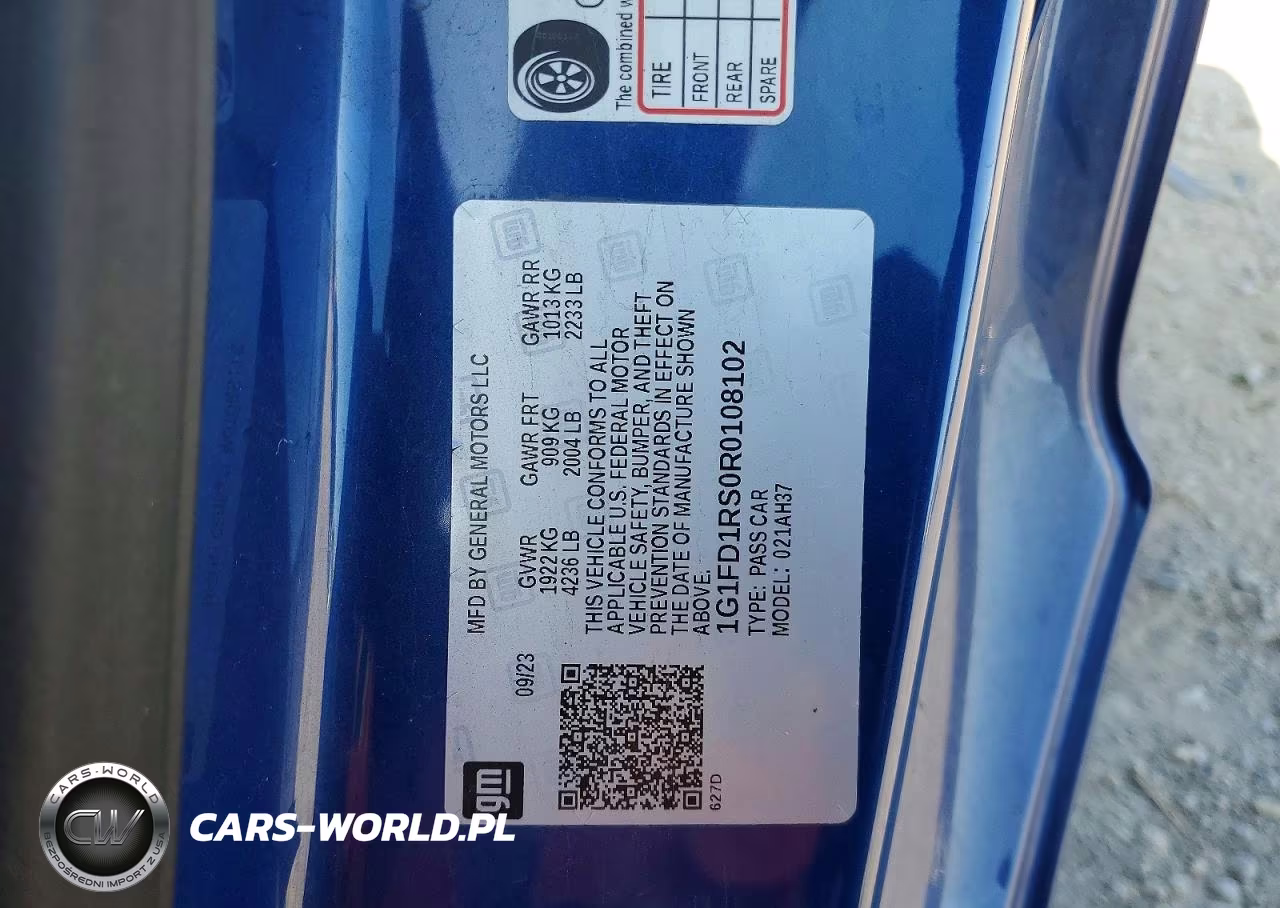 2024 Chevrolet Camaro Lt VIN:1G1FD1RS0R0108102 - 12