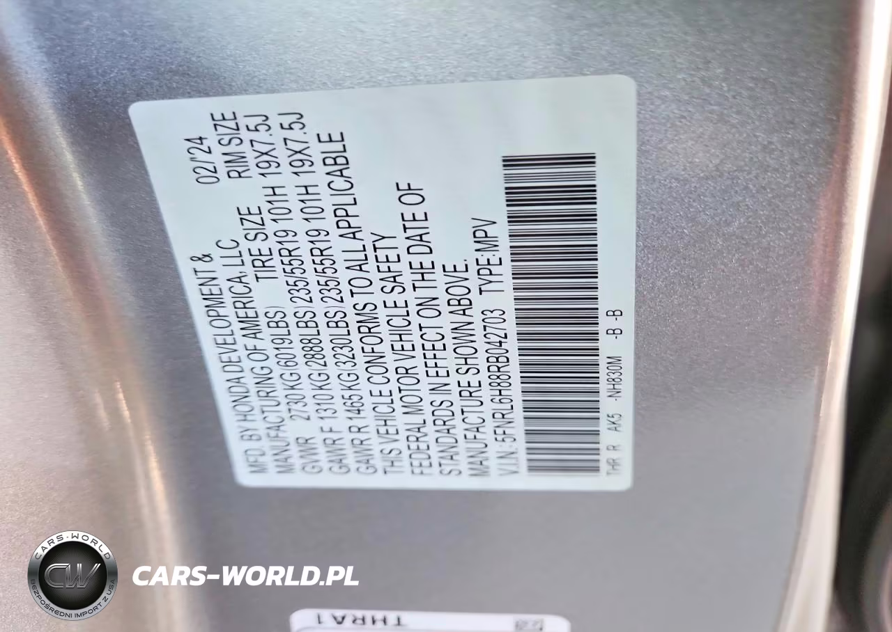 2024 Honda Odyssey Touring VIN:5FNRL6H88RB042703 - 14