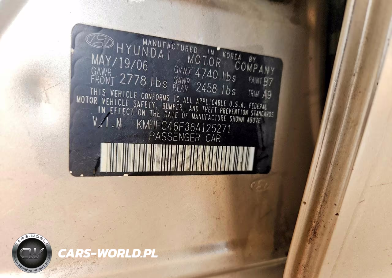 2006 Hyundai Azera Se VIN:KMHFC46F36A125271 - 12
