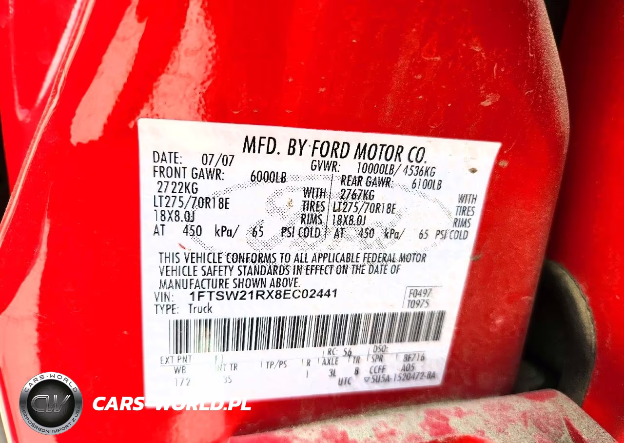 2008 Ford F250 Super Duty VIN:1FTSW21RX8EC02441 - 12