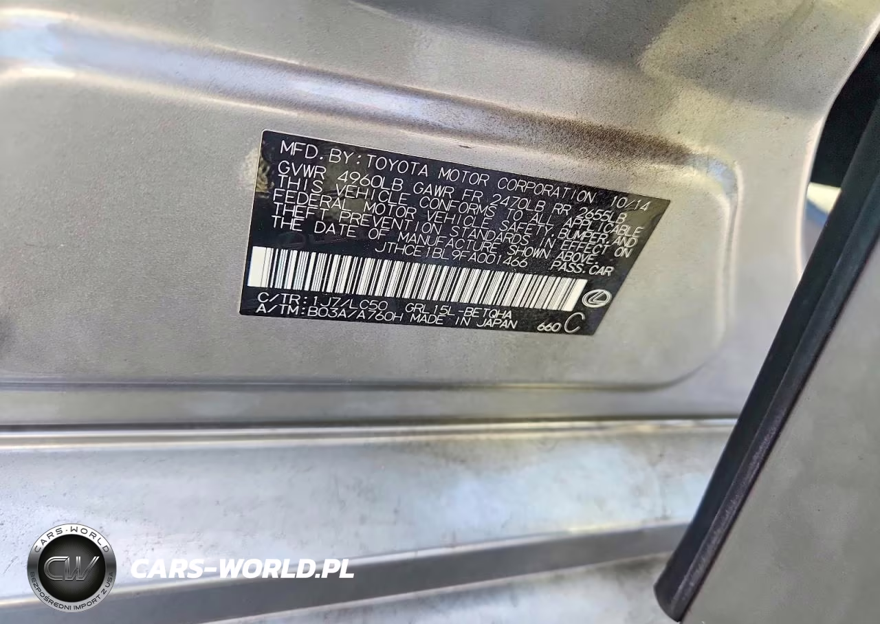 2015 Lexus Gs 350 VIN:JTHCE1BL9FA001466 - 12