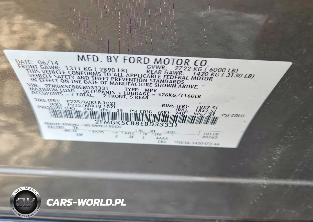 2014 Ford Flex Sel VIN:2FMGK5C88EBD33331 - 13