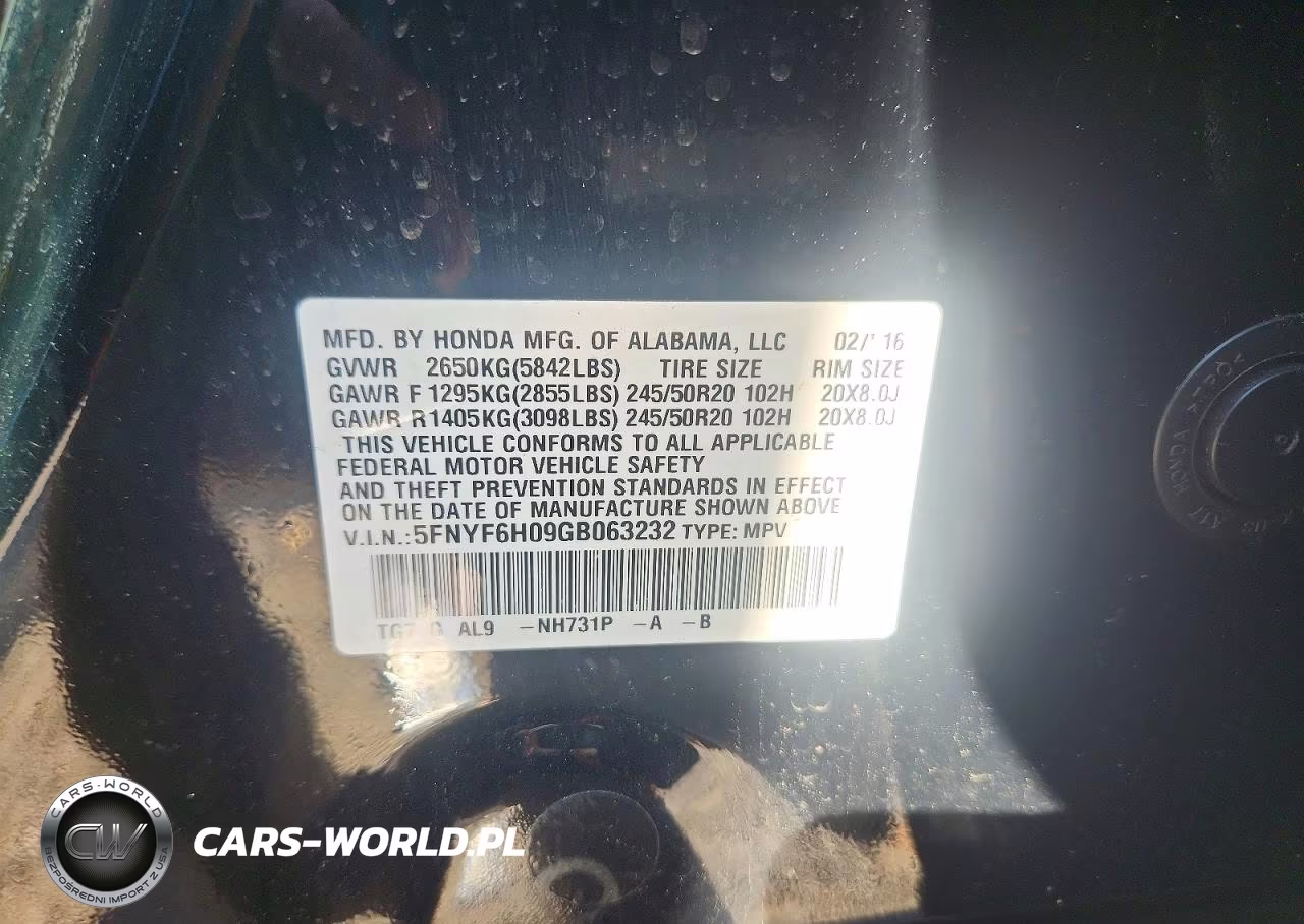 2016 Honda Pilot Elite VIN:5FNYF6H09GB063232 - 13