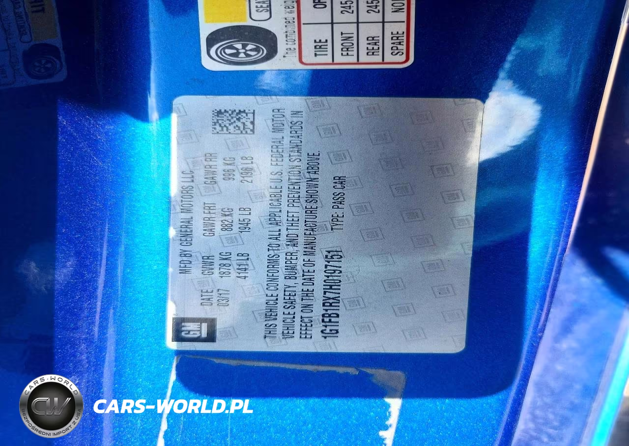 2017 Chevrolet Camaro Lt VIN:1G1FB1RX7H0197151 - 12