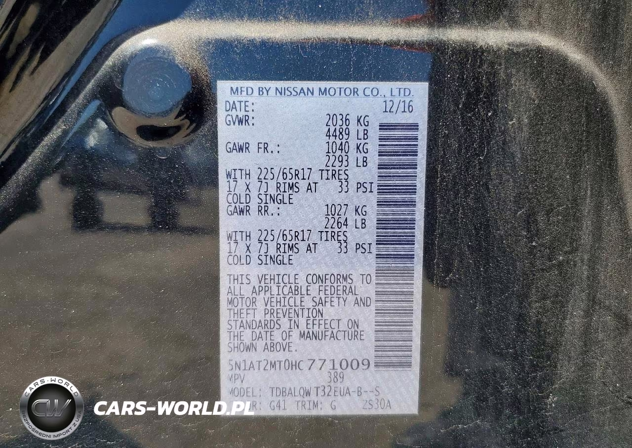 2017 Nissan Rogue Sv VIN:5N1AT2MT0HC771009 - 13