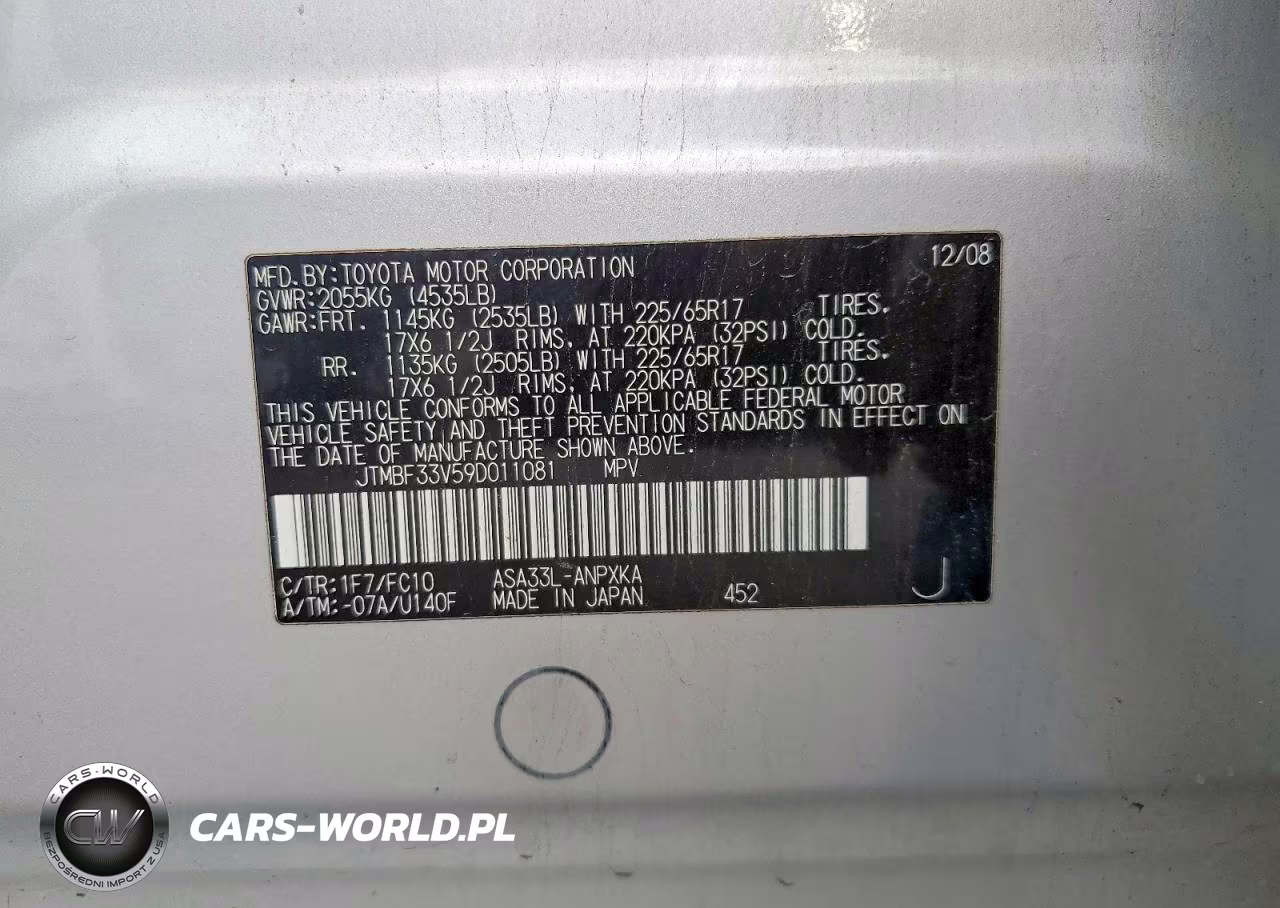 2009 Toyota Rav4 Base VIN:JTMBF33V59D011081 - 12
