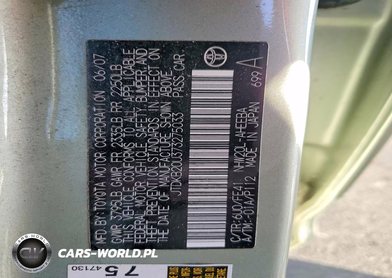 2007 Toyota Prius Base VIN:JTDKB20U373275033 - 12