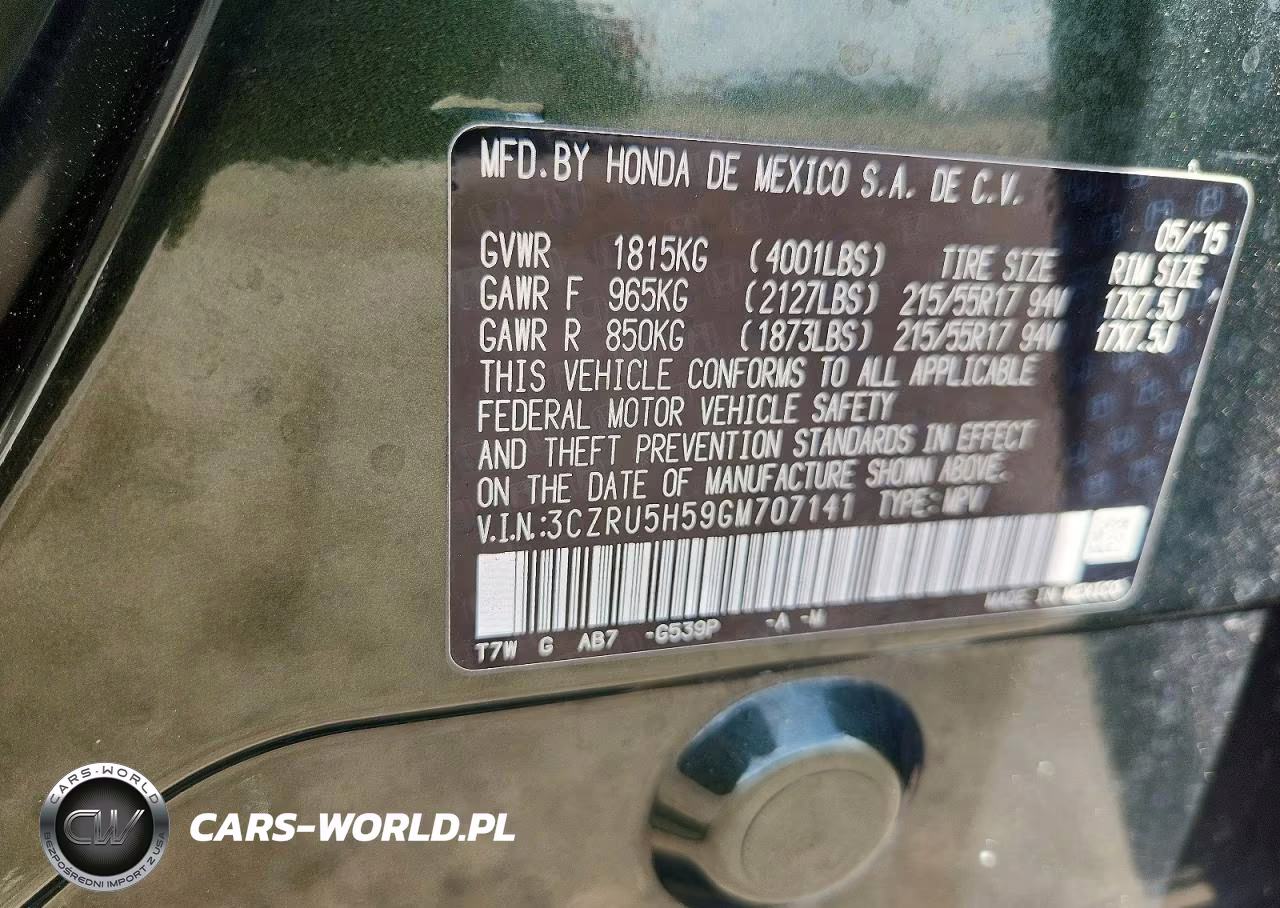 2016 Honda Hr-V Ex VIN:3CZRU5H59GM707141 - 12