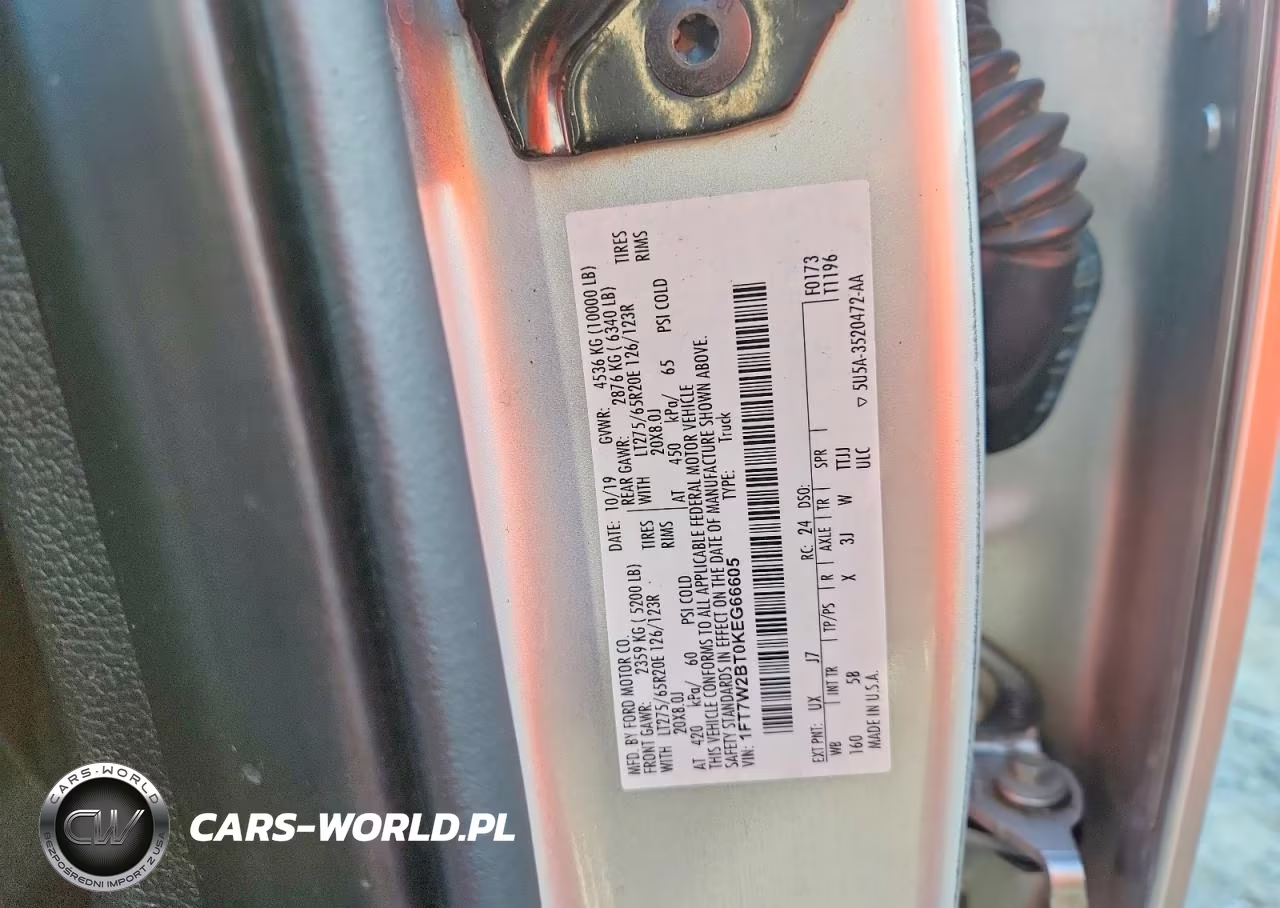 2019 Ford F250 Super Duty VIN:1FT7W2BT0KEG66605 - 12