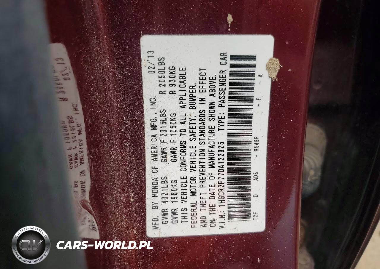 2013 Honda Accord Ex VIN:1HGCR2F77DA122925 - 12