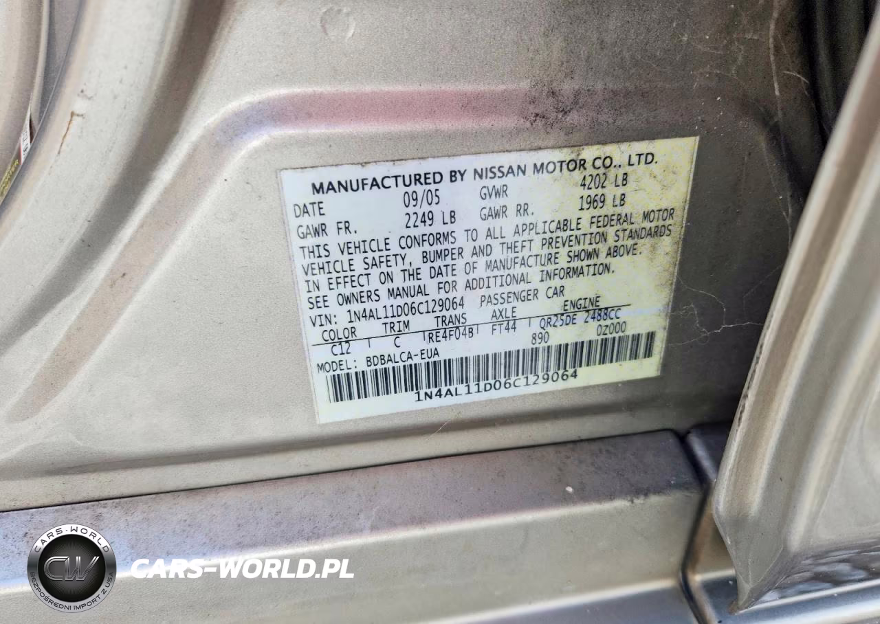 2006 Nissan Altima 2.5 VIN:1N4AL11D06C129064 - 12