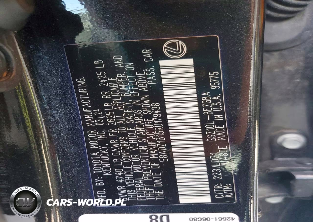 2024 Lexus Es 350 Base VIN:58ADZ1B15RU179438 - 13