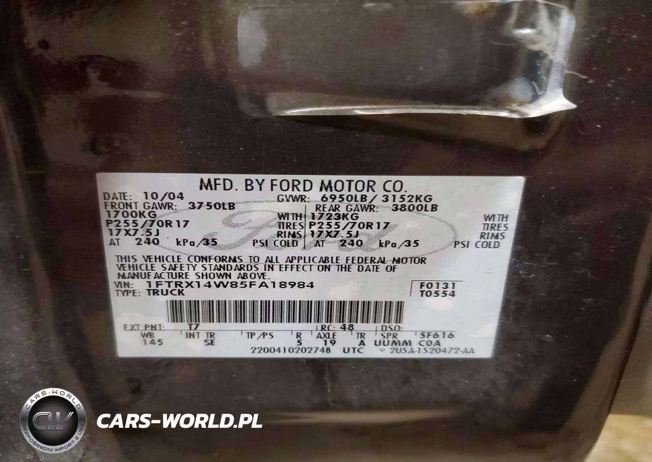 2005 Ford F150 VIN:1FTRX14W85FA18984 - 12