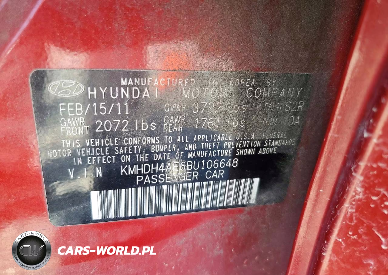 2011 Hyundai Elantra Gls VIN:KMHDH4AE6BU106648 - 12