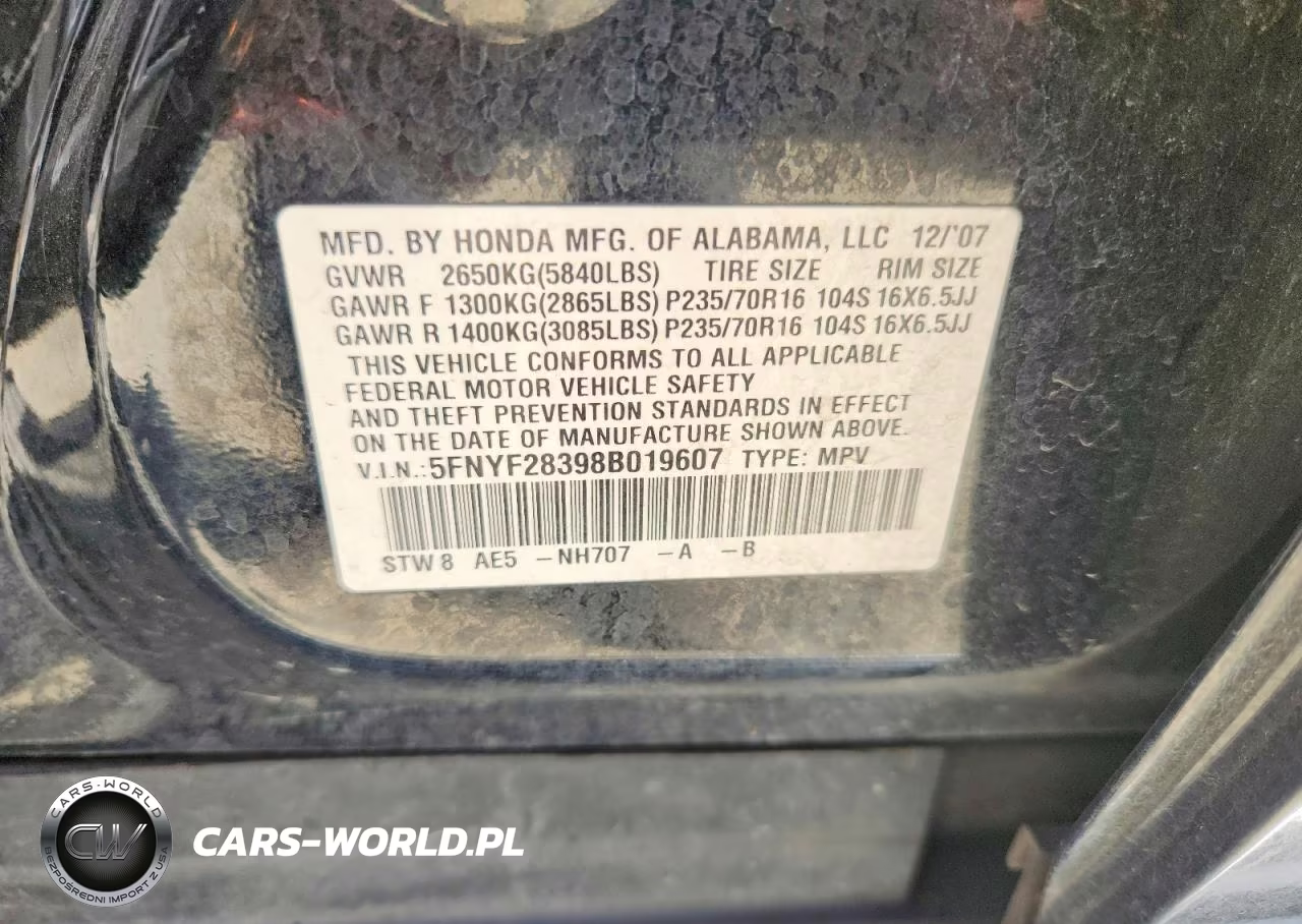 2008 Honda Pilot Se VIN:5FNYF28398B019607 - 13