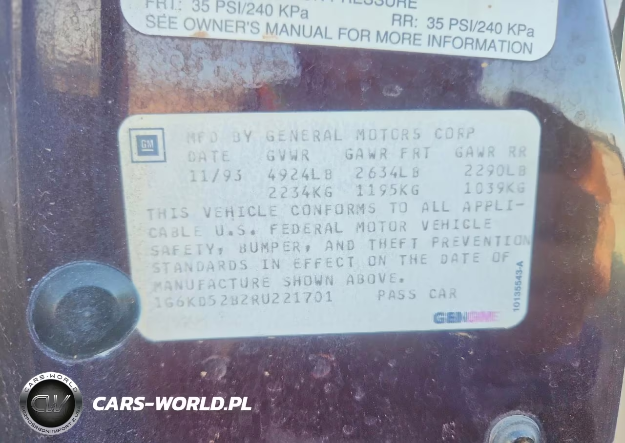 1994 Cadillac Deville VIN:1G6KD52B2RU221701 - 12