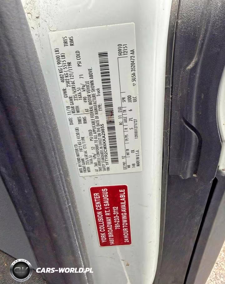 2019 Ford Transit T-250 VIN:1FTYR2CMXKKA29855 - 10